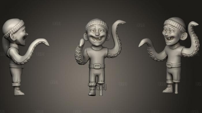 Скульптура  мальчик с руками-щупальцами 3d stl модель для ЧПУ